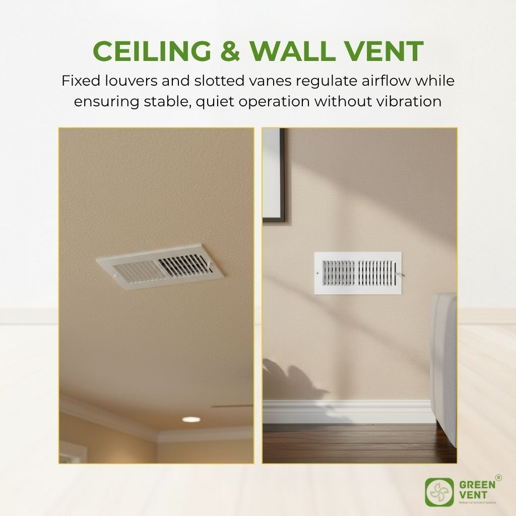 10x6 White Steel 2-Way Air Register (Duct Opening)