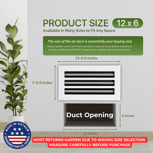 12x6 White Slim Design Aluminum Linear Slot Diffuser (Duct Opening)
