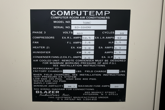 Blazer Computemp 50AC 5 Ton Indoor Air Cooled Computer Room Unit