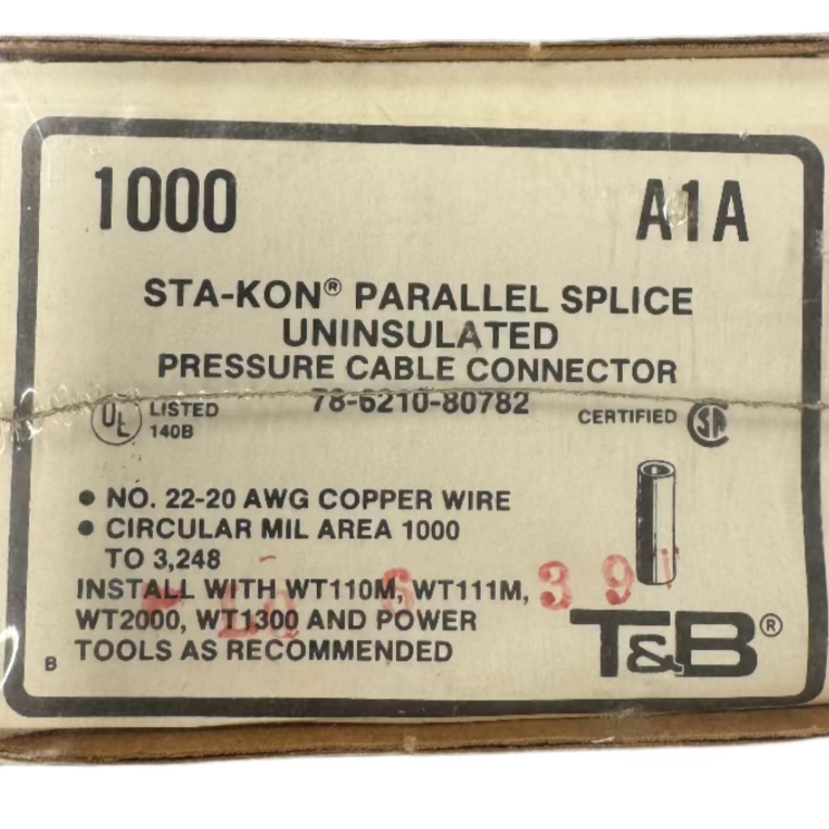 Thomas & Betts A1A Uninsulated Parallel Splice Pressure Cable Connector Pack of 1000