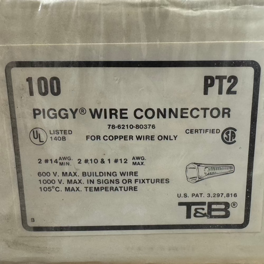Thomas & Betts PT2 Piggy Wire Connector Pack of 100