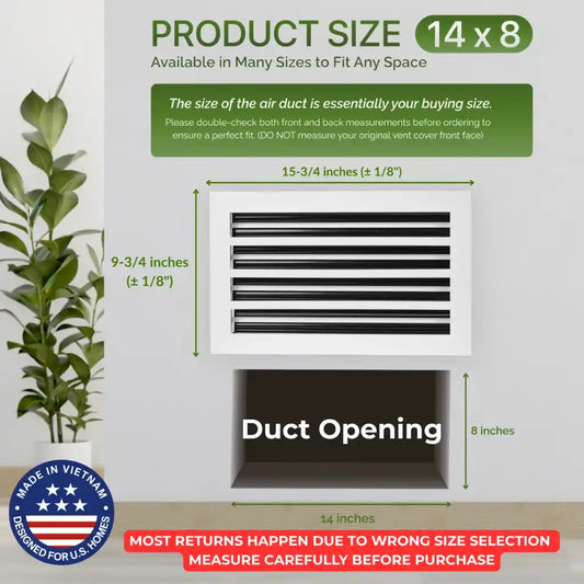 14x8 White Premium Aluminum Linear Slot Diffuser – Modern Design (Duct Opening)
