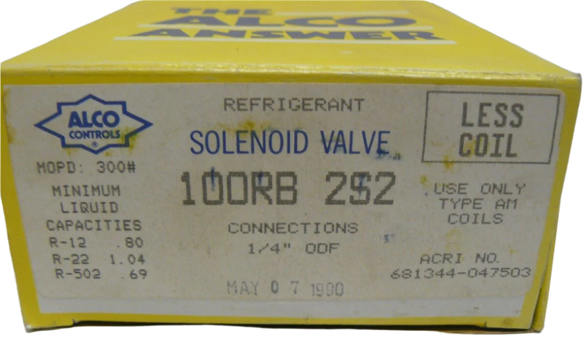 ALCO Controls 100RB 2S2 Refrigerant Solenoid Valve Less Coil