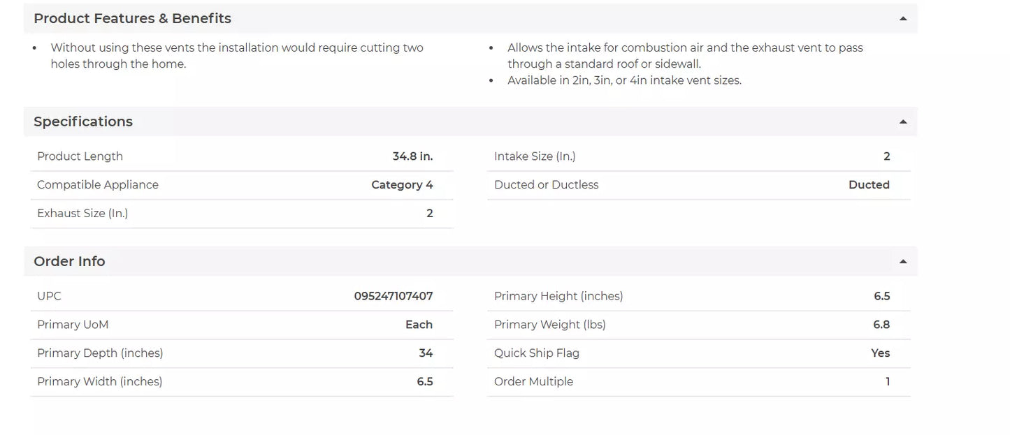 DiversiTech CVENT-2 Concentric Vent - Concentric Termination Kit