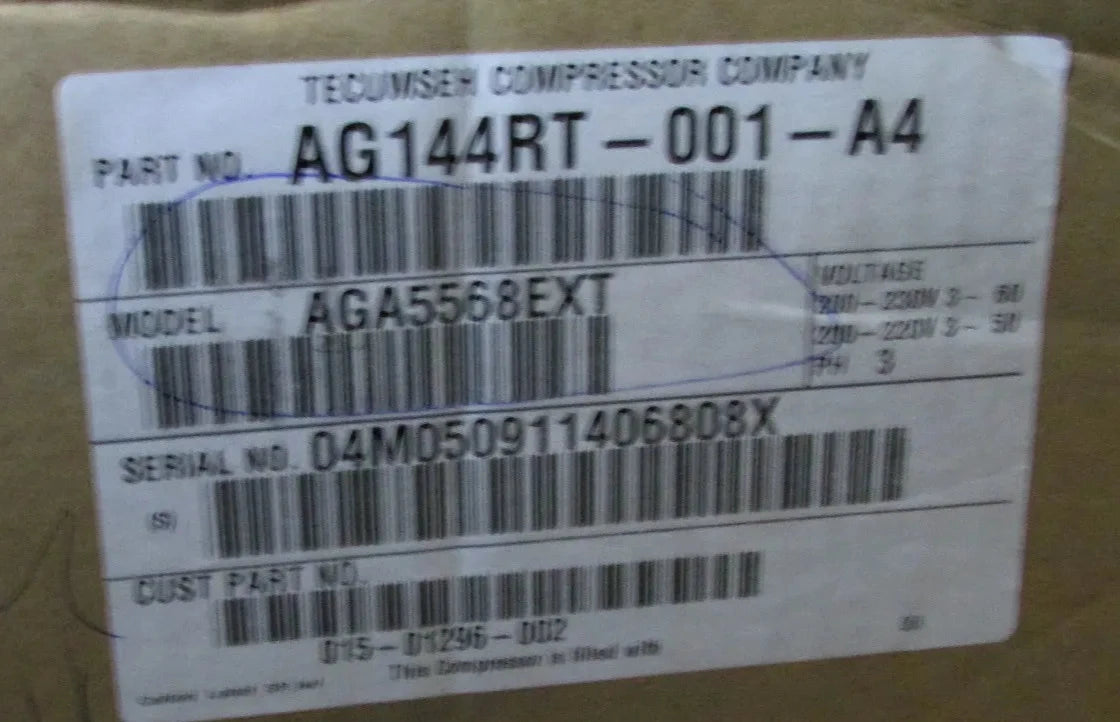 TECUMSEH AG144RT-001-A4 AGA5568EXT COMPRESSOR