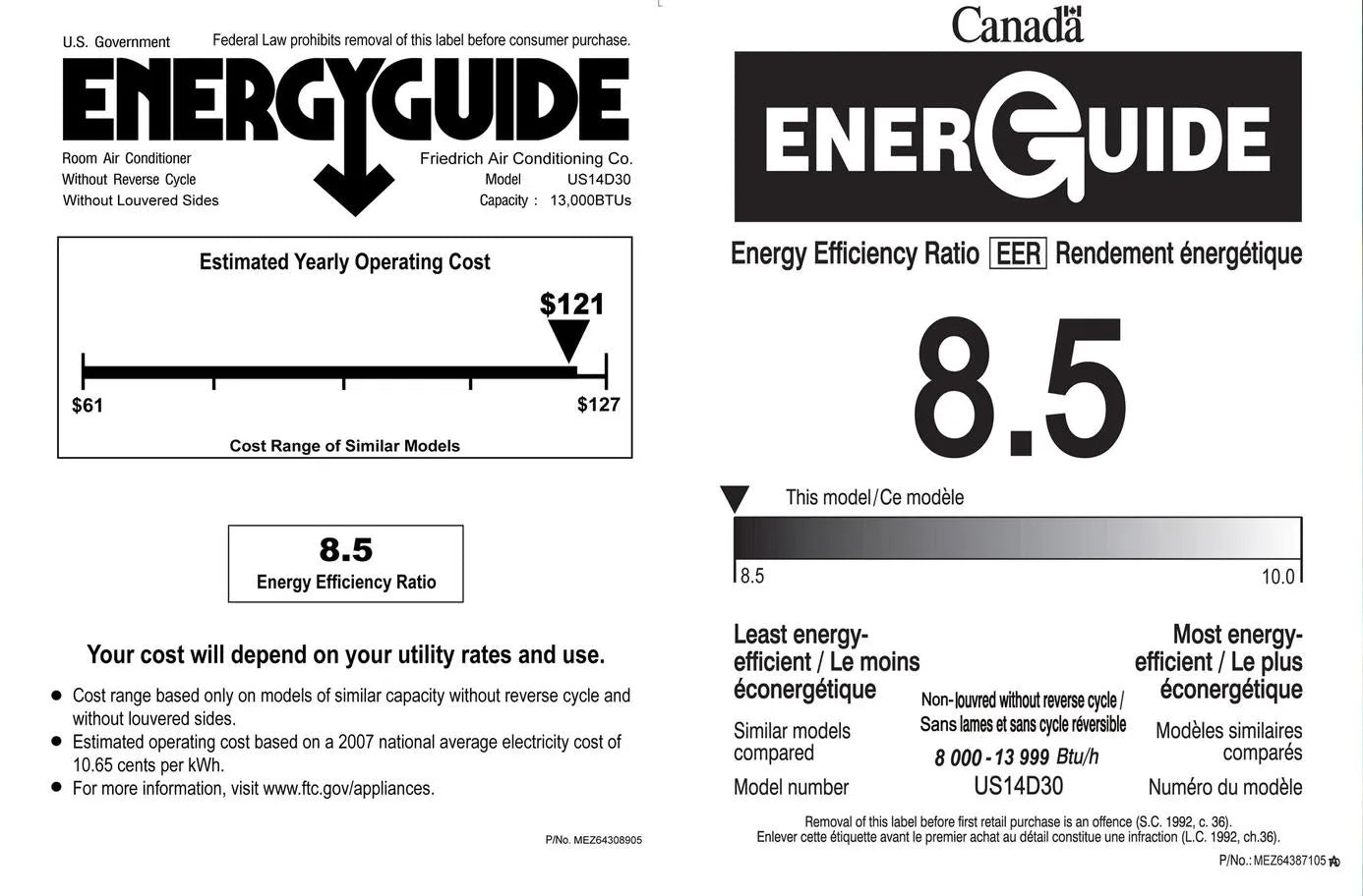 Friedrich US14D30B Uni-Fit 13,000 BTU Thru-the-Wall Air Conditioner Uni-Fit