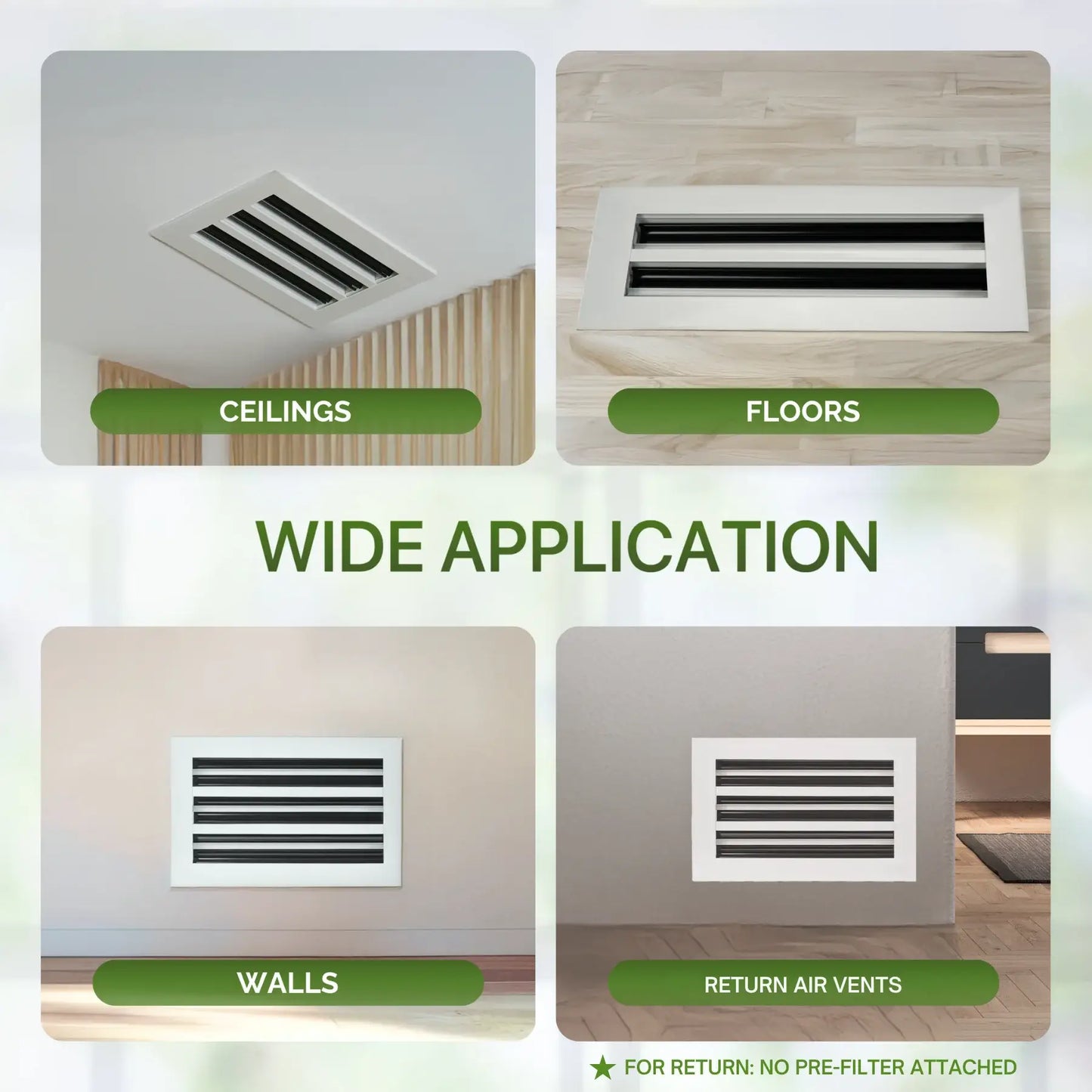 14x8 White Premium Aluminum Linear Slot Diffuser – Modern Design (Duct Opening)