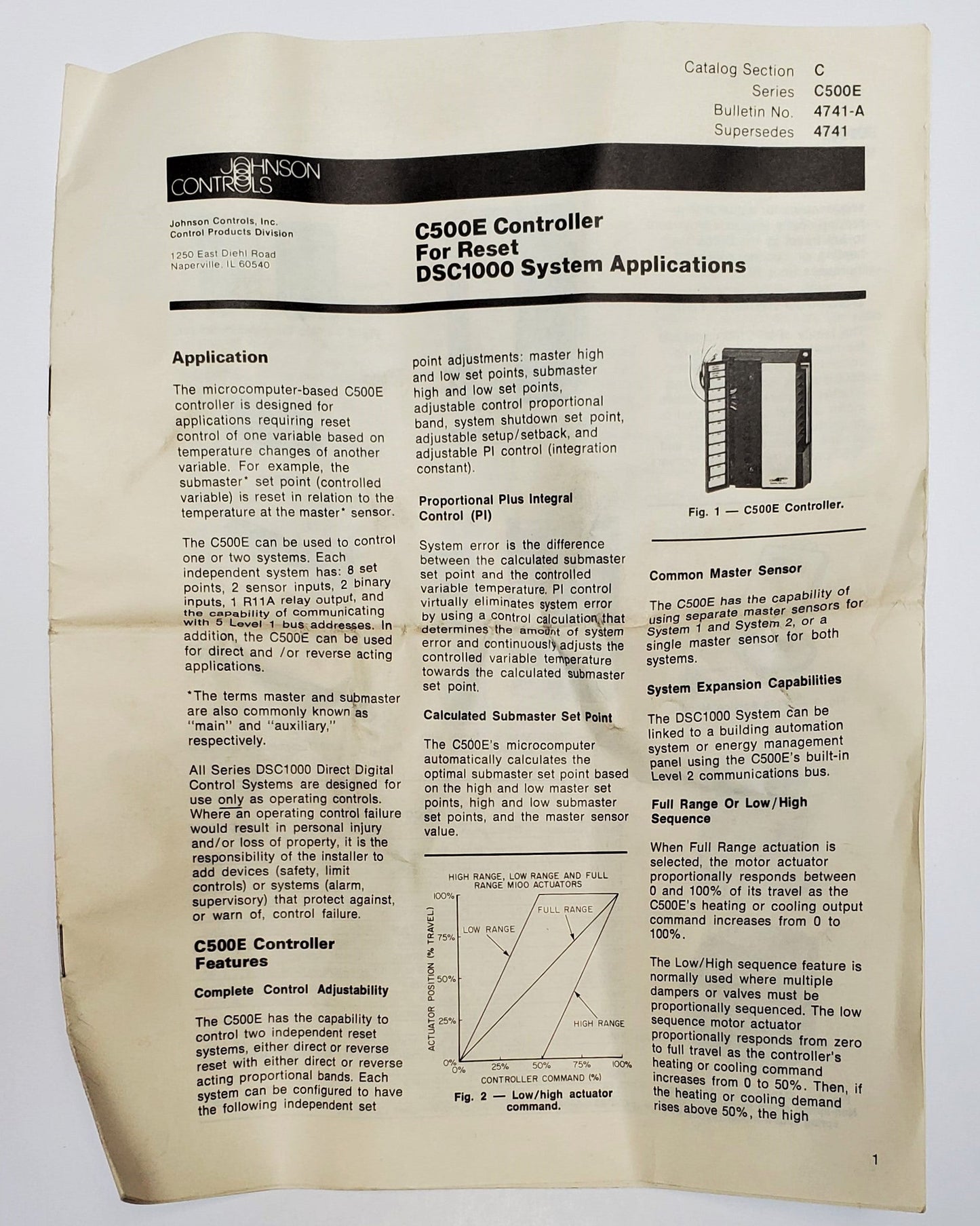 Johnson Controls C500ECC-1C Digital Reset Controller