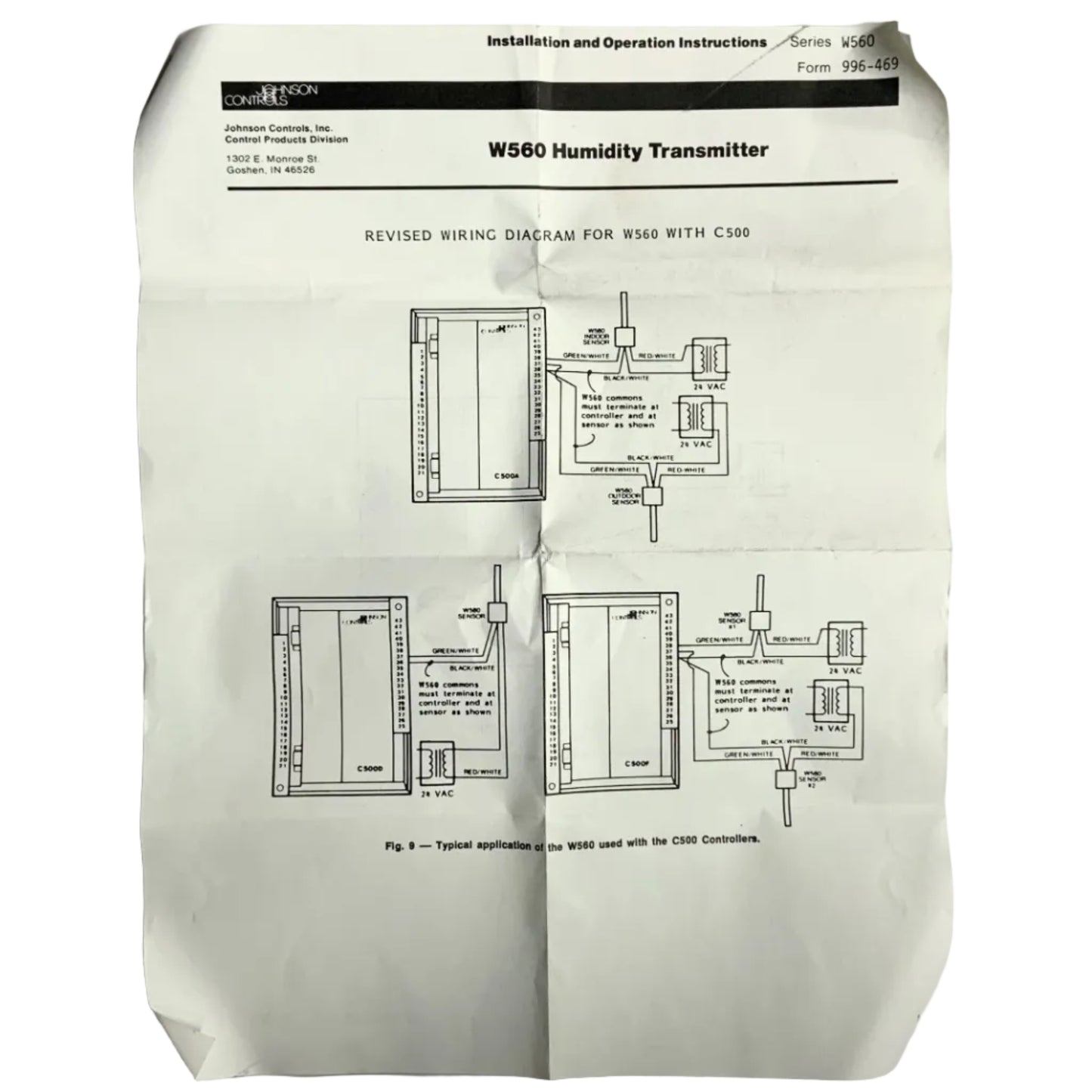 Johnson Controls W560HFA-1C Duct Humidity Transmitter