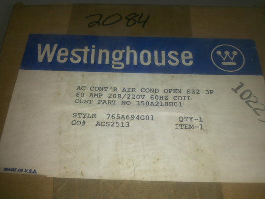 Westinghouse 350A218H01 765A694G01 AC Control Contactor