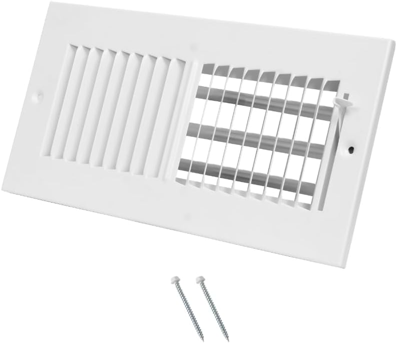 10x4 White Steel 2-Way Air Register (Duct Opening)