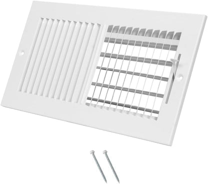 12x6 White Steel 2-Way Air Register (Duct Opening)