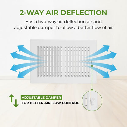 10x4 White Steel 2-Way Air Register (Duct Opening)