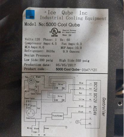 Camper/Trailer/Clean Room Air Conditioner (5000 BTU) for Use in Guard Booth, Computer Rack with HEPA Filter, Activated Charcoal, and Pre-Filter, 3 flexible ducts, Thermostat.