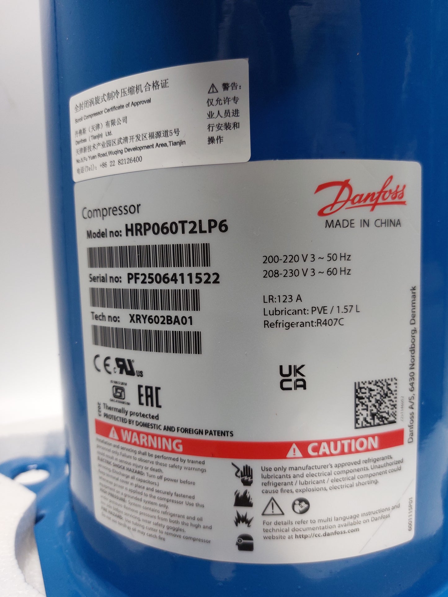 HRP060T2LP6 Danfoss Scroll Compressor