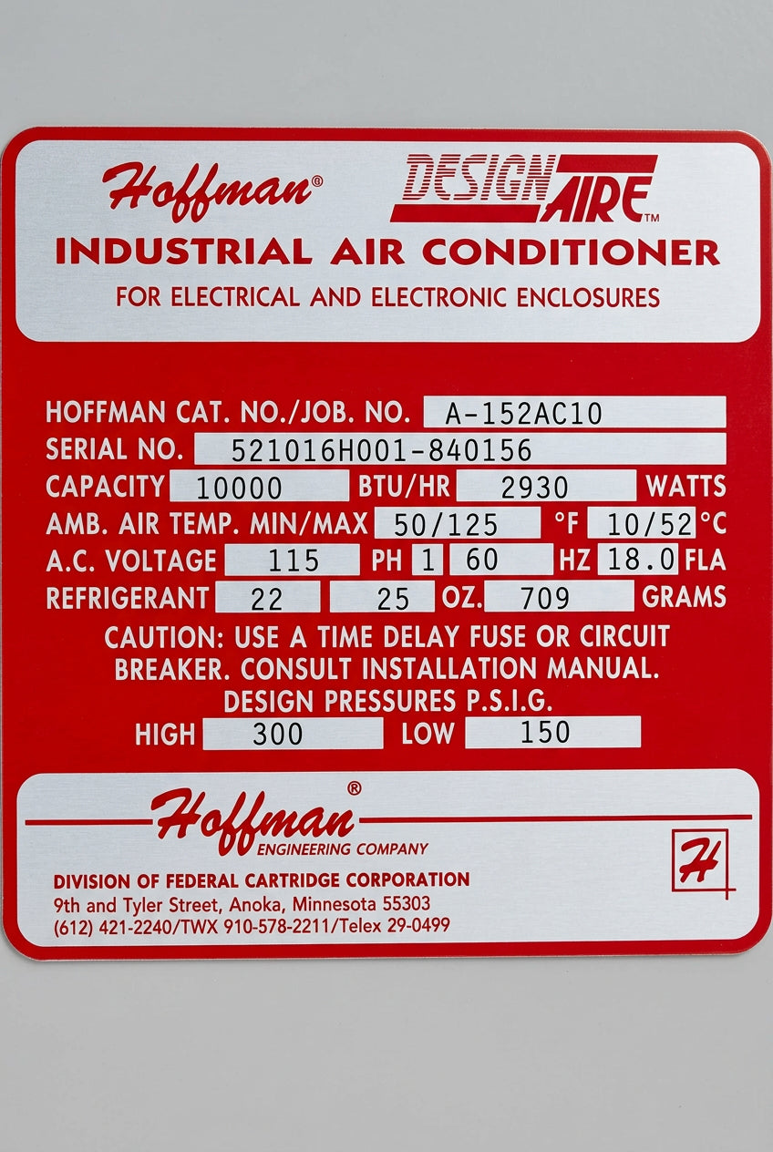 Hoffman DesignAire A-15PAC10 Industrial Enclosure Air Conditioner 10,000 BTU 115V R22