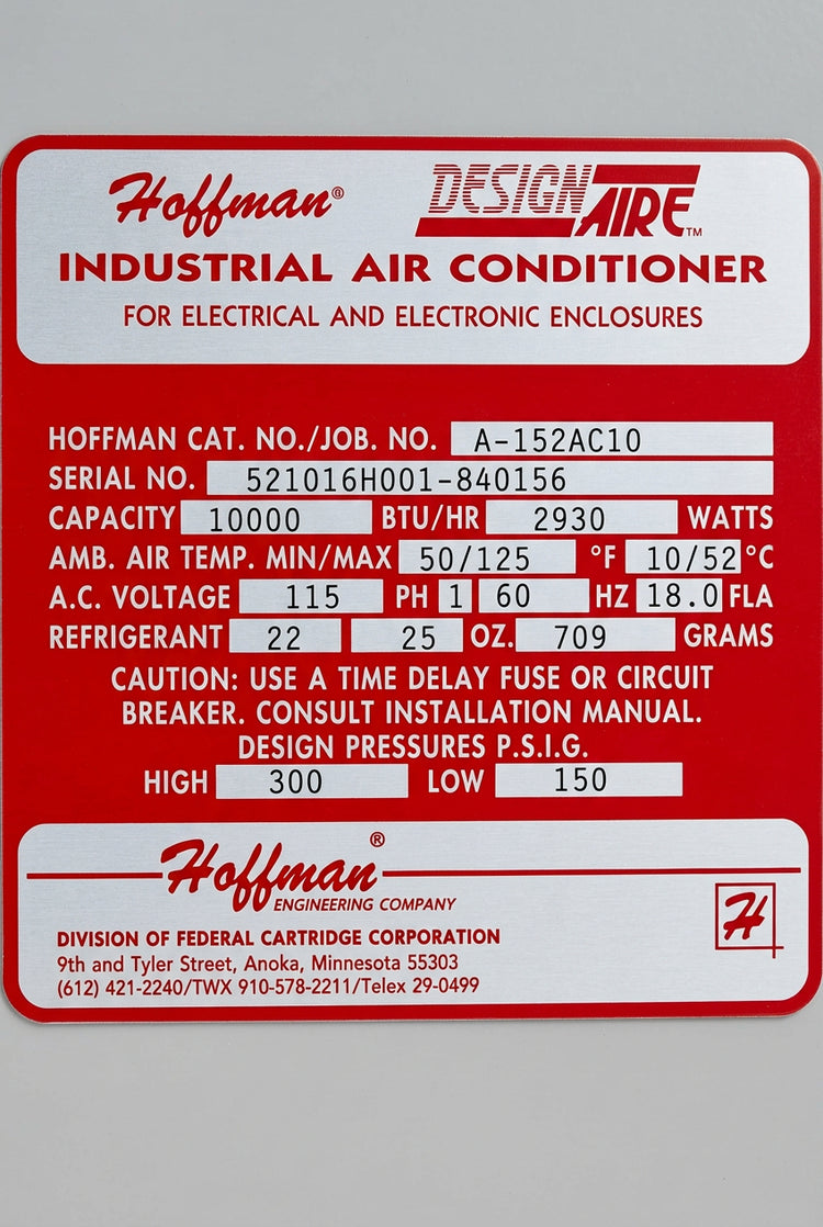 Hoffman DesignAire A-15PAC10 Industrial Enclosure Air Conditioner 10,000 BTU 115V R22