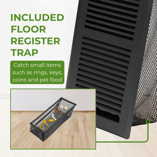 Pack 2 - 4x10 Steel Black Floor Register - 2-Way Airflow (Duct Opening)