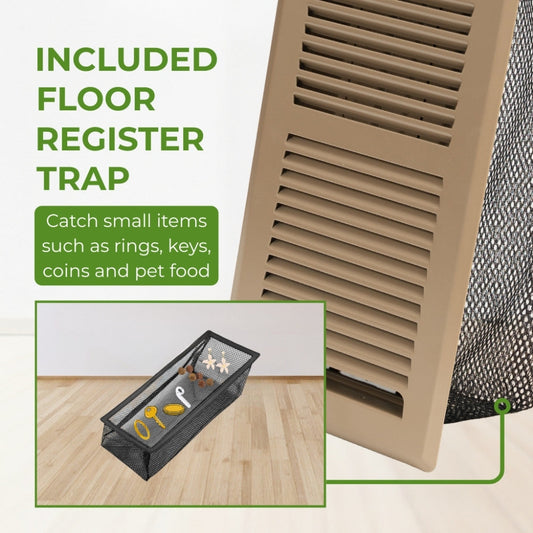 10x4 Steel Brown Floor Register - 2-Way Airflow (Duct Opening)