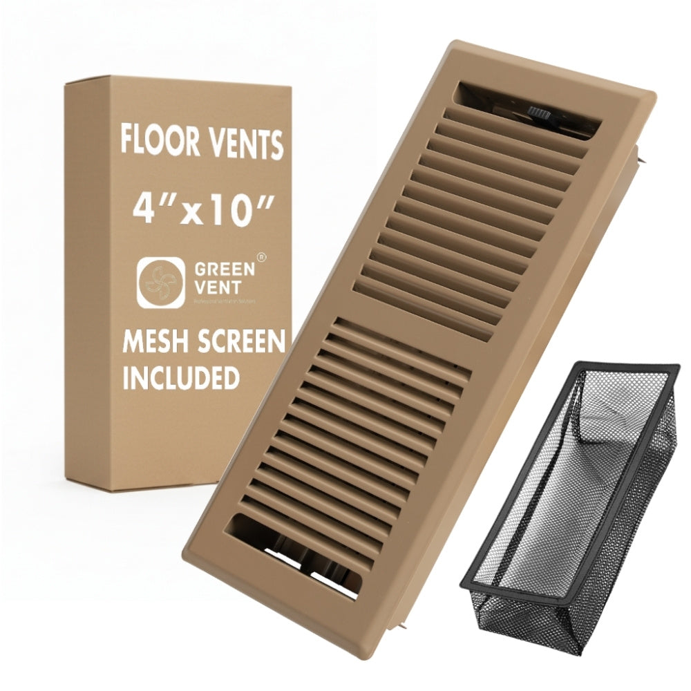 10x4 Steel Brown Floor Register - 2-Way Airflow (Duct Opening)