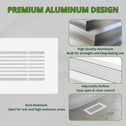 4x10 White Aluminum Floor Return Grill – Modern Design (Duct Opening)