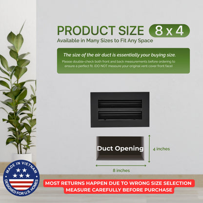 8x4 Black Premium Aluminum Linear Slot Diffuser – Modern Design (Duct Opening)