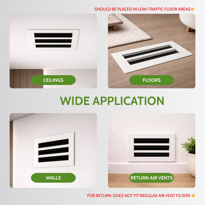 14x6 White Slim Design Aluminum Linear Slot Diffuser (Duct Opening)
