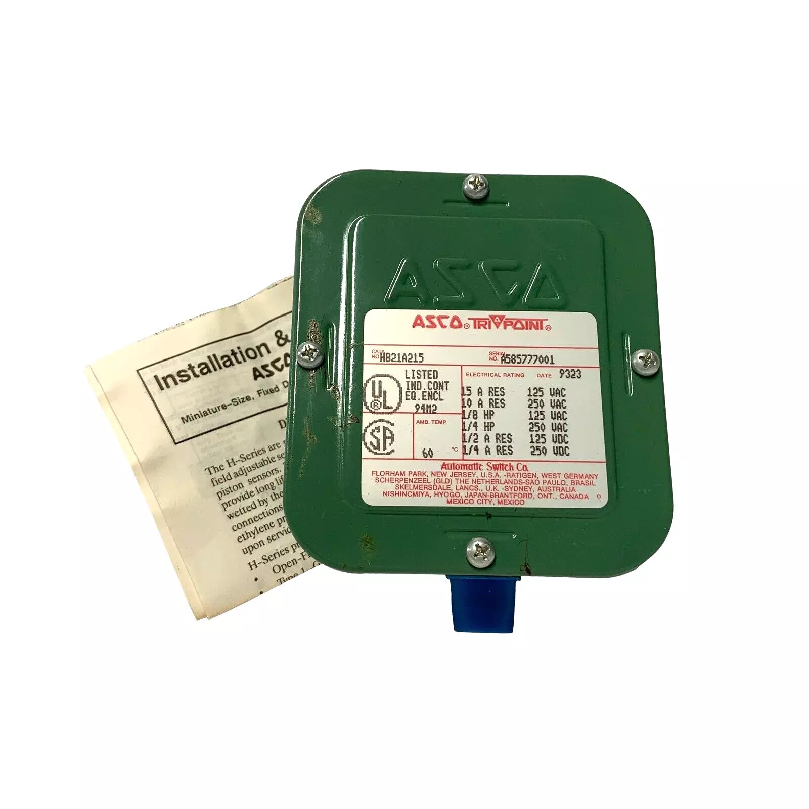 Asco HB21A215 Miniature-Size Pressure Switch