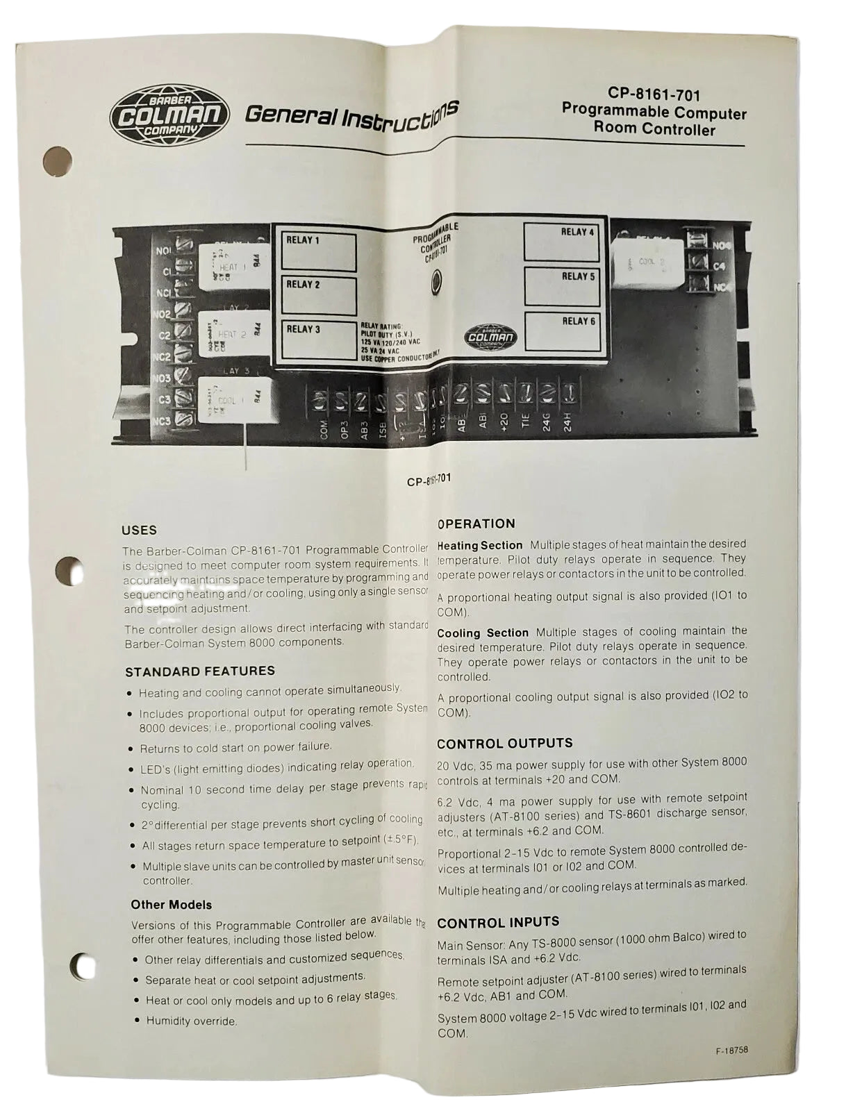 Edpac 060059 Barber Colman Temperature Controller Module - 6 Stage
