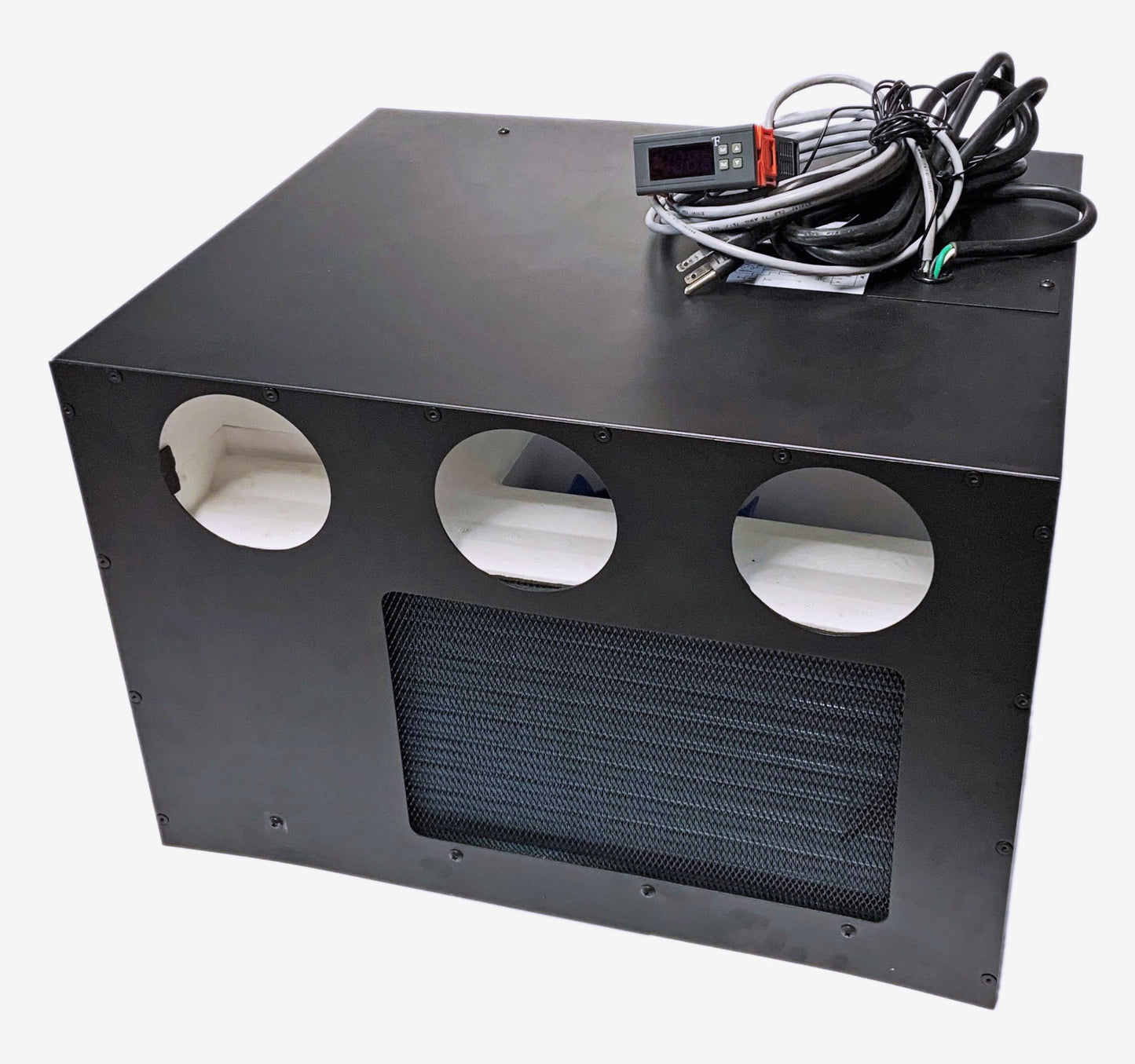Camper/Trailer/Clean Room Air Conditioner (5000 BTU) for Use in Guard Booth, Computer Rack with HEPA Filter, Activated Charcoal, and Pre-Filter, 3 flexible ducts, Thermostat.