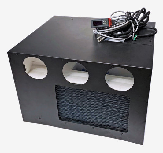 Camper/Trailer/Clean Room Air Conditioner (5000 BTU) for Use in Guard Booth, Computer Rack with HEPA Filter, Activated Charcoal, and Pre-Filter, 3 flexible ducts, Thermostat.