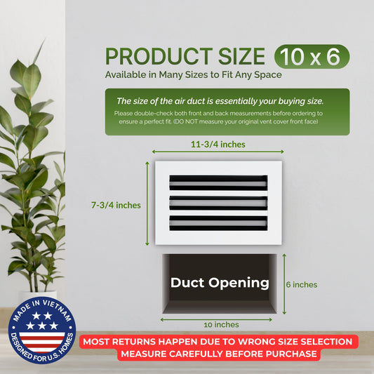 10x6 White Slim Design Aluminum Linear Slot Diffuser (Duct Opening)