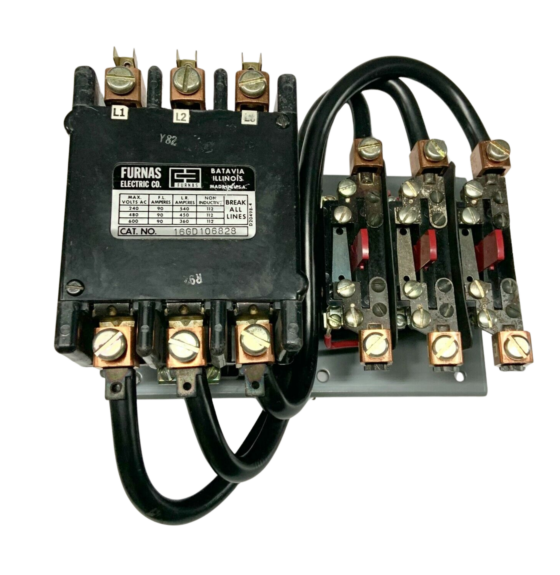 Furnas 16GD106828 90A Magnetic Motor Starter + 120V D72537-1 Coil & Overload ProtectionFurnas 16GD106828 90A Magnetic Motor Starter + 120V D72537-1 Coil & Overload Protection