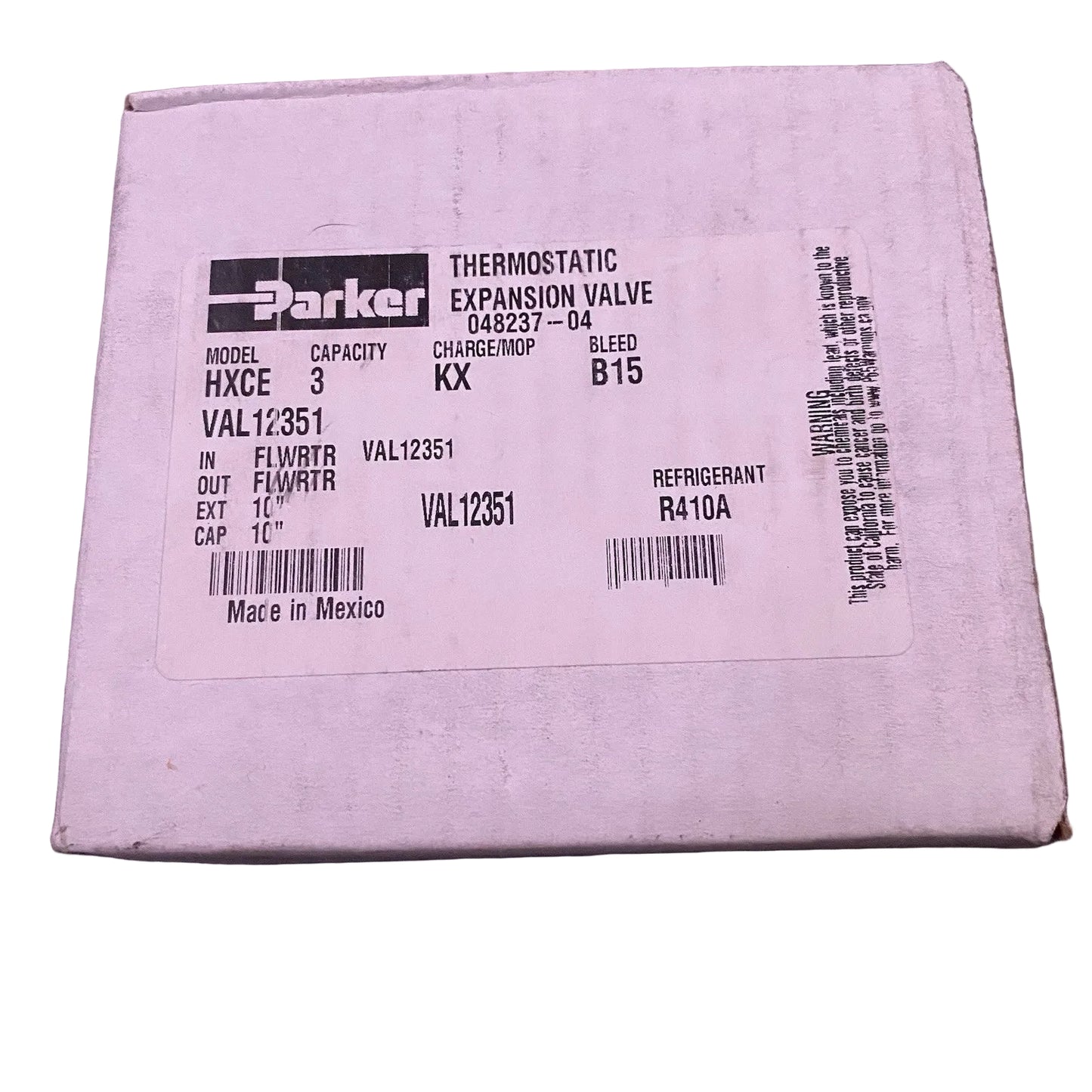 Parker HXCE-3 Thermostatic Expansion Valve – R410A (Model VAL12351)