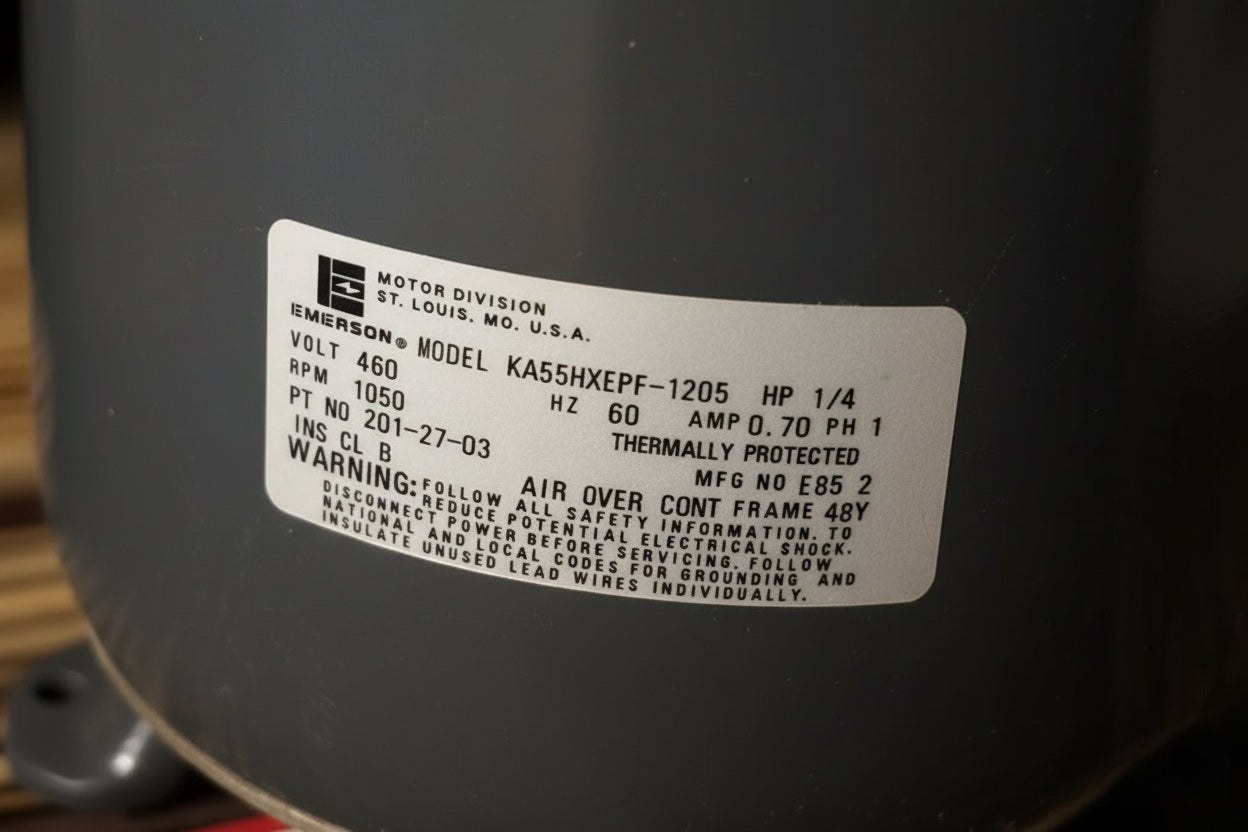 Emerson KA55HEXPF-1205 Motor 460v - 1 Ph - 60Hz 1/4 HP 1050 RPM