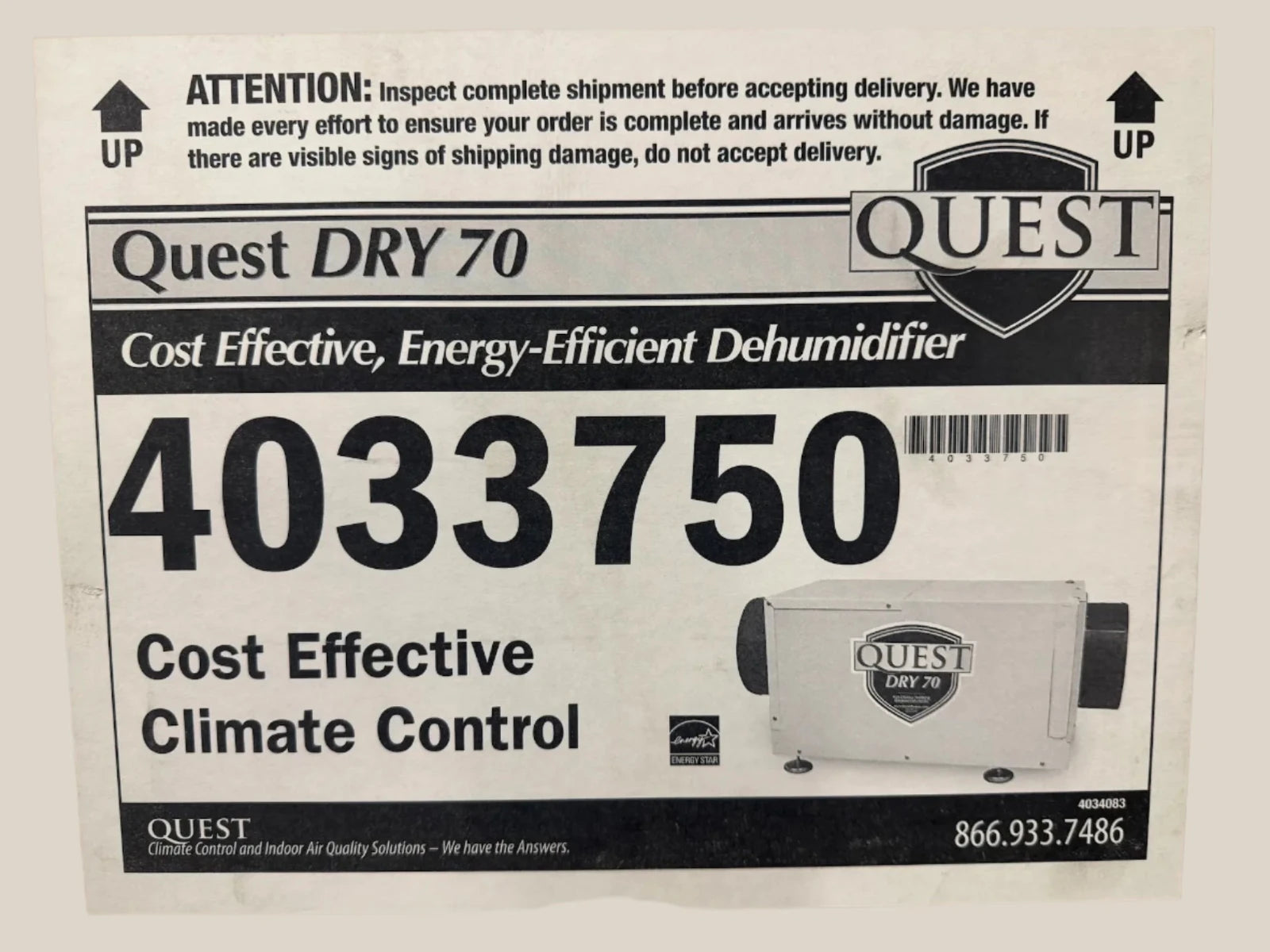 Quest 4033750 Dry 70 Dehumidifier