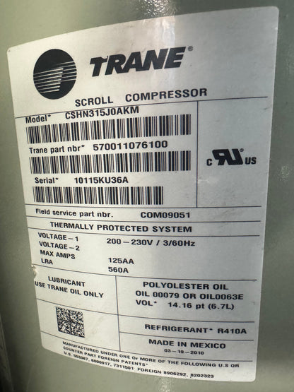 TRANE CSHN315J0AKM / COM09051 SCROLL COMPRESSOR