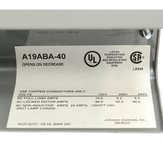 A19ABC-40C | Johnson Controls | Thermostats & Controllers