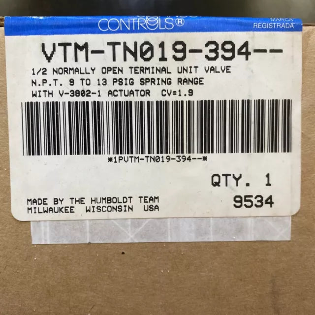 Johnson Controls VTM-TN019-394 / VG7241ES+3801E 1/2 Terminal Unit Valve