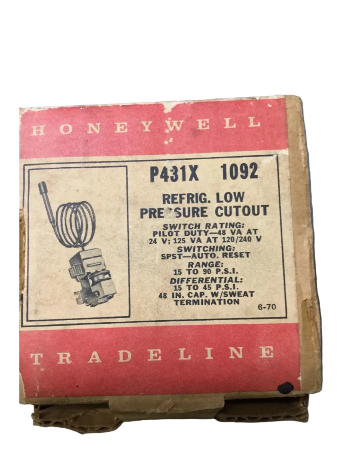 Honeywell P431x 1092 Refrigeration Low Pressure Cutout