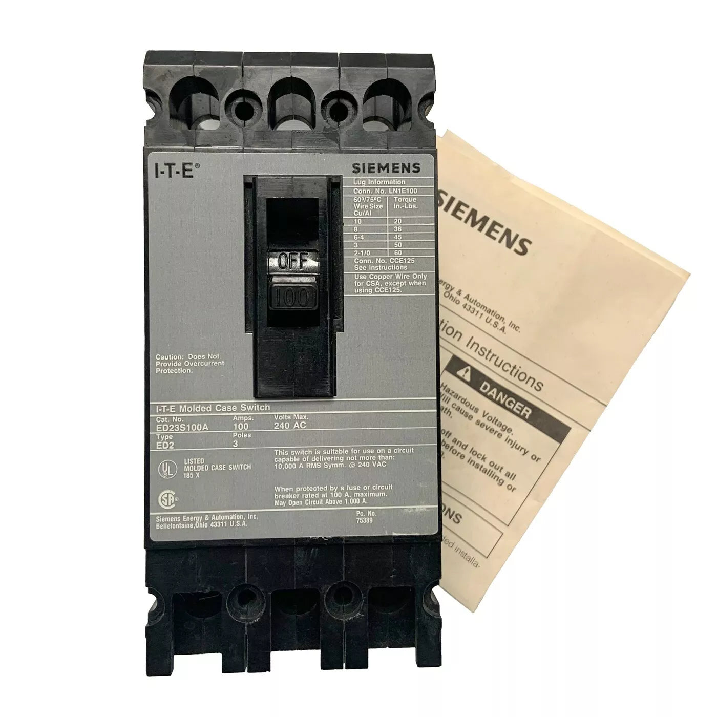 Siemens ED23S100A Circuit Breaker 