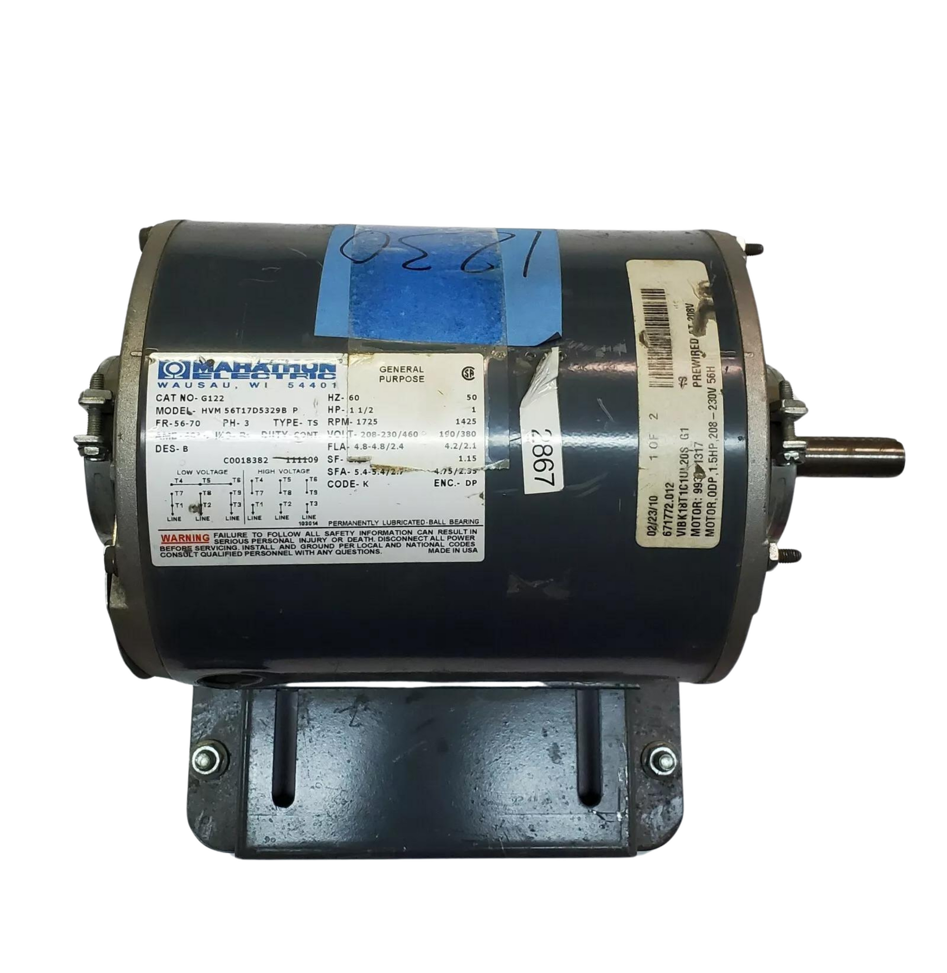 Marathon Electric HVM56T17D5329B P General Purpose Motor