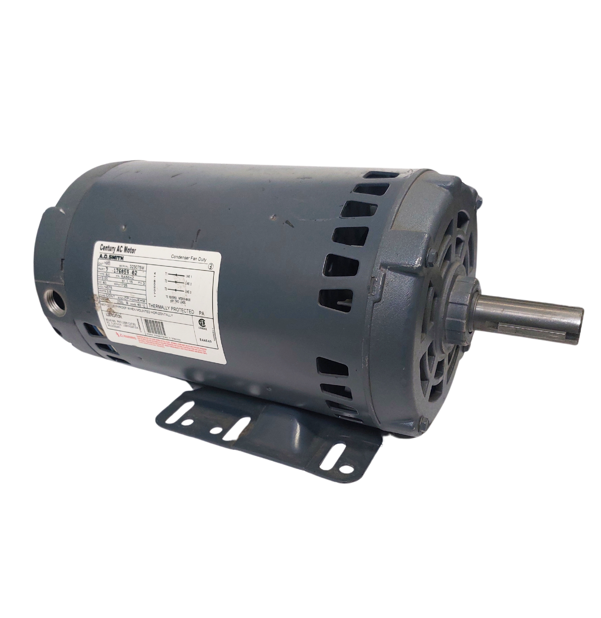 Century AC Motor - Part 7-176059-02, 3.00 HP, 1725 RPM, 575 Volts