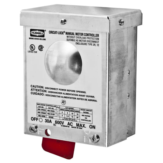 Hubbell HBL13R89 Industrial Grade, Toggle Switches, Motor Disconnects, Three Pole, 30A 600V AC