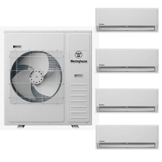 Westinghouse WHP36M4A21S Mini Split Inverter Air Conditioner System Wall Mounted 4-Zone 36K BTU Outdoor and WHP09WMA21S 9k + 9k + 9k + 9k Indoor