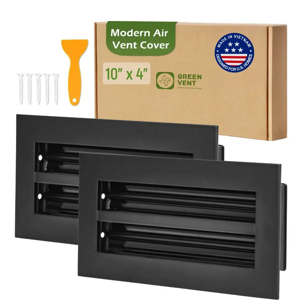 Pack 2 - 10x4 Black Premium Aluminum Linear Slot Diffuser – Modern Design (Duct Opening)
