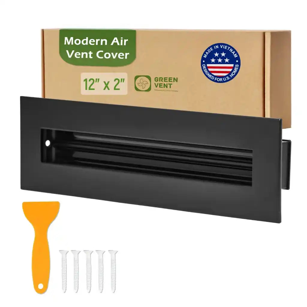 12x2 Black Premium Aluminum Linear Slot Diffuser – Modern Design (Duct Opening)