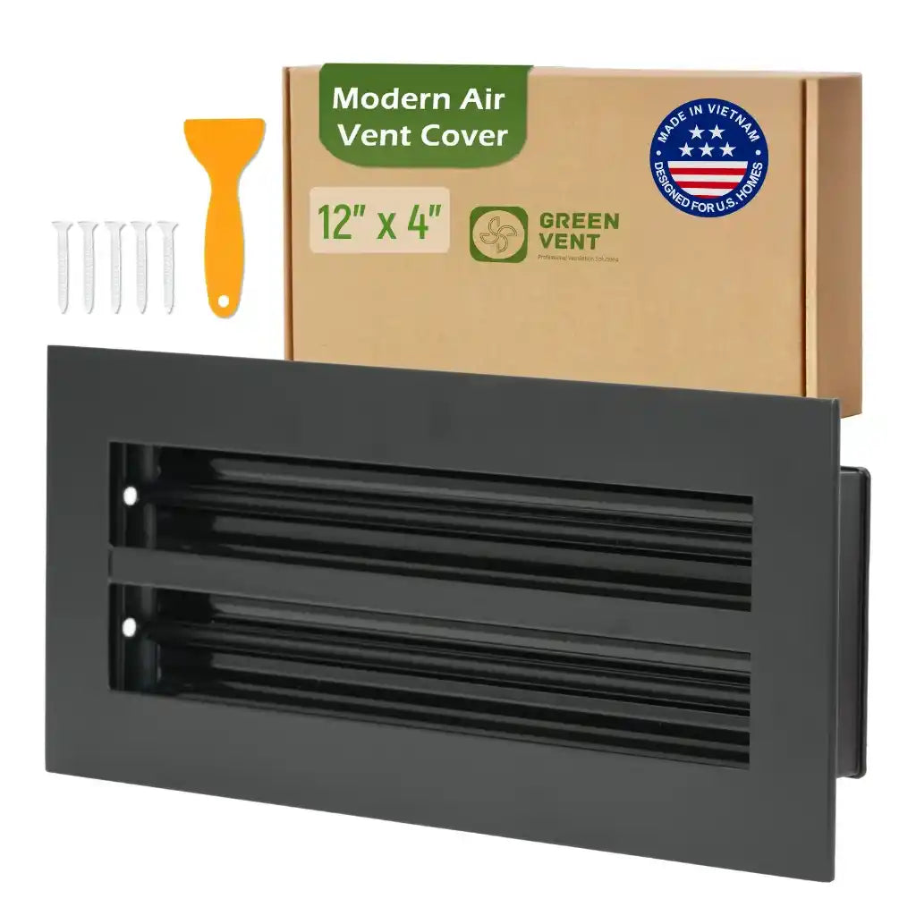 12x4 Black Premium Aluminum Linear Slot Diffuser – Modern Design (Duct Opening)