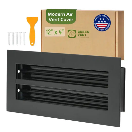 12x4 Black Premium Aluminum Linear Slot Diffuser – Modern Design (Duct Opening)