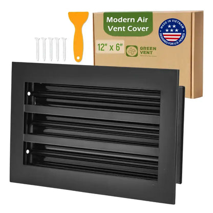 12x6 Black Premium Aluminum Linear Slot Diffuser – Modern Design (Duct Opening)